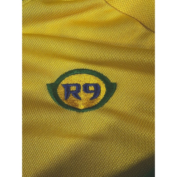 VTG Nike R9 Ronaldo Brazil Training Jersey Size XL Yellow Green - Picture 4 of 6